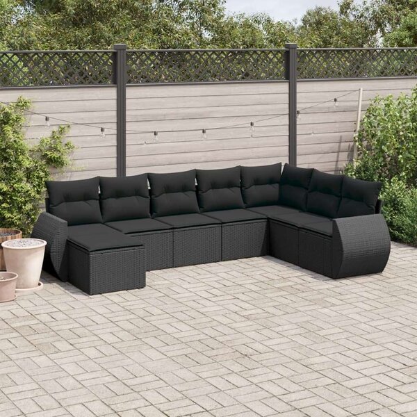 VidaXL Polyrattan Kerti Ülőgarnitúra - 8 részes - Fekete