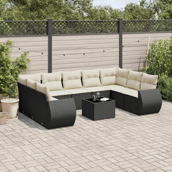 VidaXL Polyrattan Kerti Ülőgarnitúra - 10 részes - Fekete