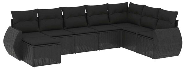 VidaXL Polyrattan Kerti Ülőgarnitúra - 8 részes - Fekete