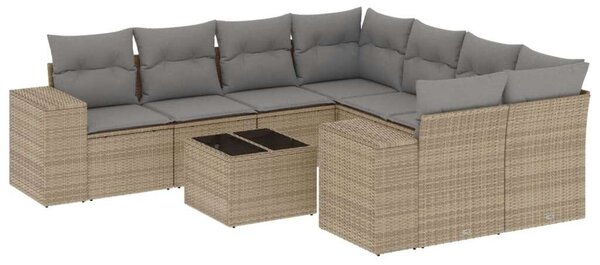 VidaXL Polyrattan Kerti Ülőgarnitúra - 9 részes - Bézs