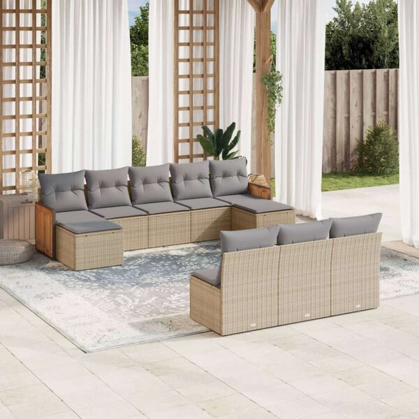 VidaXL Polyrattan Kerti Ülőgarnitúra - Bézs - 10 részes