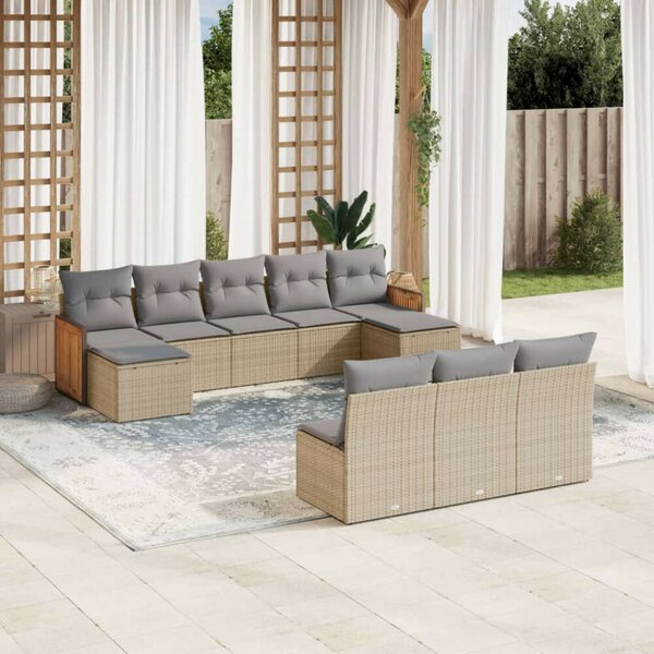 VidaXL Polyrattan Kerti Ülőgarnitúra - Bézs - 10 részes