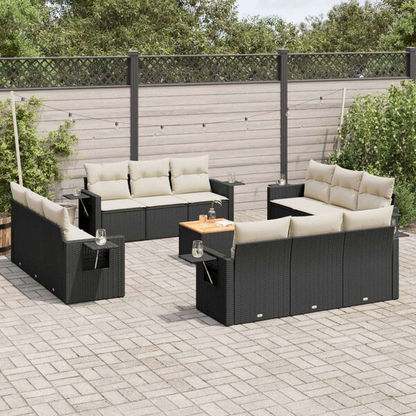 VidaXL Polyrattan Kerti Ülőgarnitúra - 13 részes - Fekete