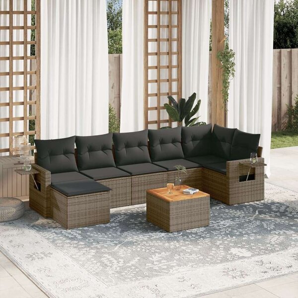 VidaXL Polyrattan Kerti Ülőgarnitúra - 8 részes - Szürke