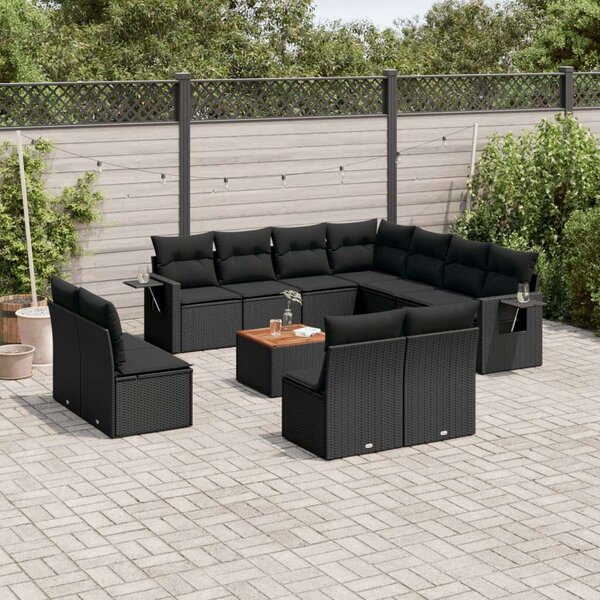 VidaXL Polyrattan Kerti Ülőgarnitúra - 12 részes - Fekete