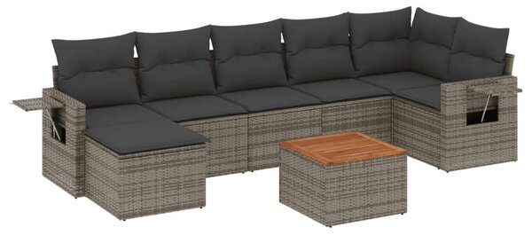 VidaXL Polyrattan Kerti Ülőgarnitúra - 8 részes - Szürke