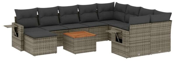 VidaXL 11 részes szürke polyrattan kerti ülőgarnitúra párnákkal