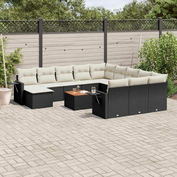 VidaXL Polyrattan Kerti Ülőgarnitúra - 13 részes - Fekete