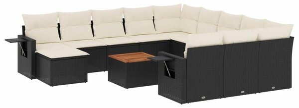 VidaXL Polyrattan Kerti Ülőgarnitúra - 13 részes - Fekete