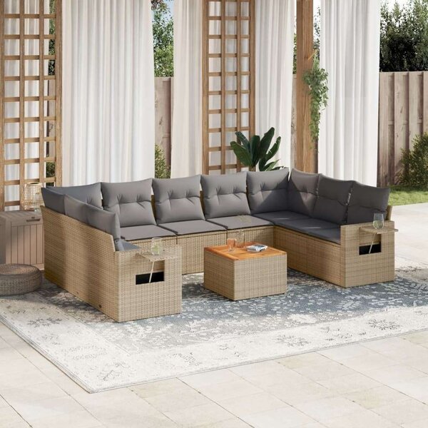 VidaXL Polyrattan Kerti Ülőgarnitúra - 10 részes - Bézs
