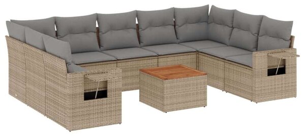 VidaXL Polyrattan Kerti Ülőgarnitúra - 10 részes - Bézs