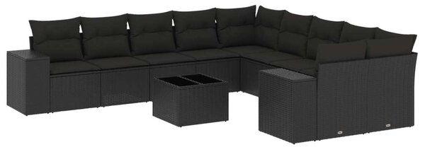 VidaXL Polyrattan Kerti Ülőgarnitúra - 11 részes - Fekete