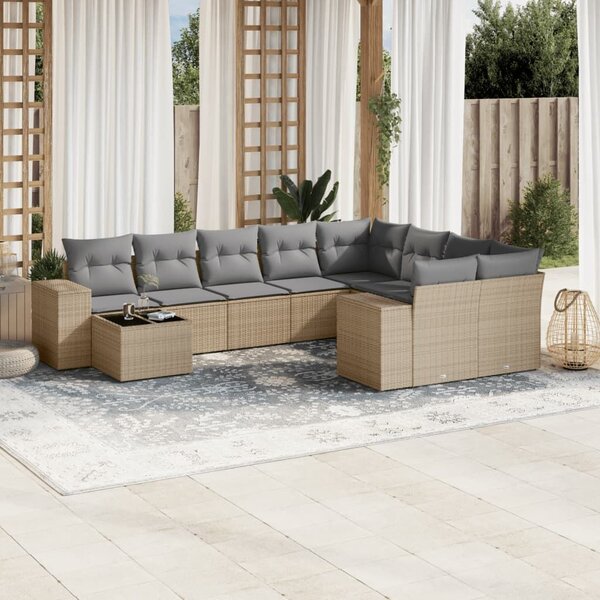 VidaXL Polyrattan Kerti Ülőgarnitúra - 10 részes - Bézs