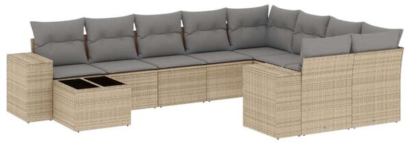 VidaXL Polyrattan Kerti Ülőgarnitúra - 10 részes - Bézs