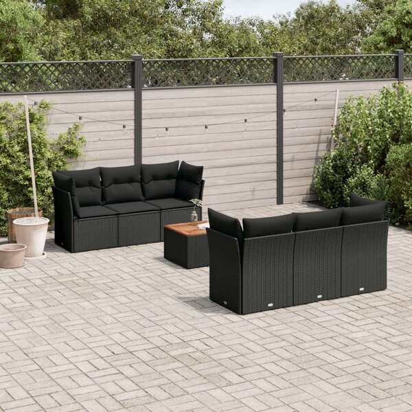 VidaXL Polyrattan Kerti Ülőgarnitúra - 7 részes - Fekete