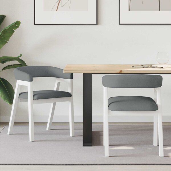 VidaXL Étkező Székek 2 pcs Fehér 54 x 57 x 73 cm Tömör Gumi Fa