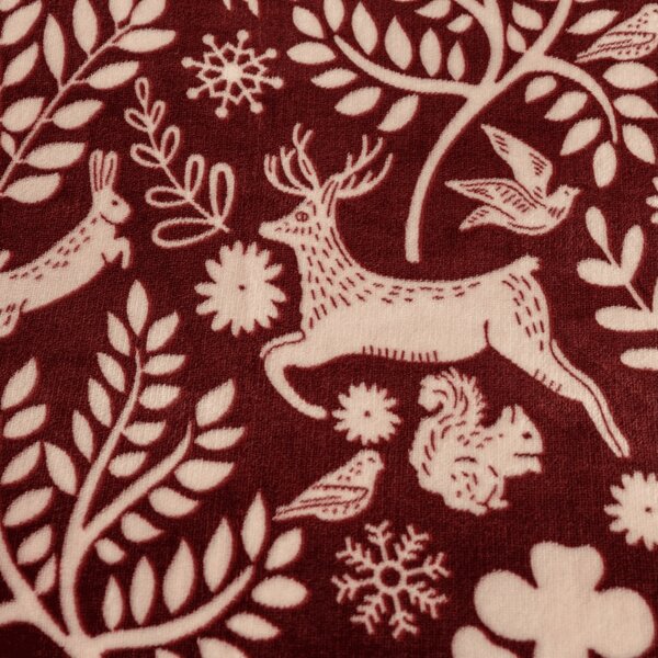 Mikroplüss ágyneműhuzat FOREST ANIMALS bordó Ágyneműhuzat mérete: 80 x 80 cm | 135 x 200 cm