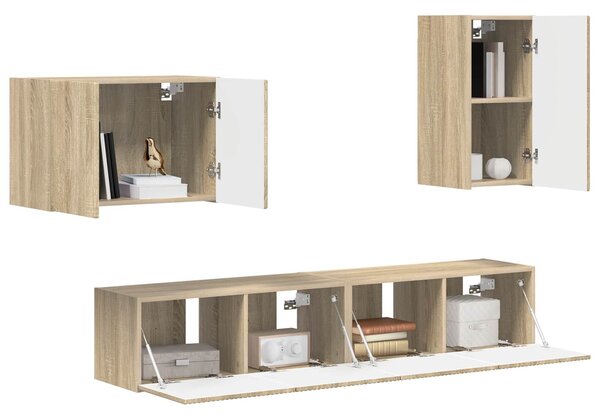 VidaXL TV falit kabinet szett 4 pcs Sonoma tölgy Faanyag