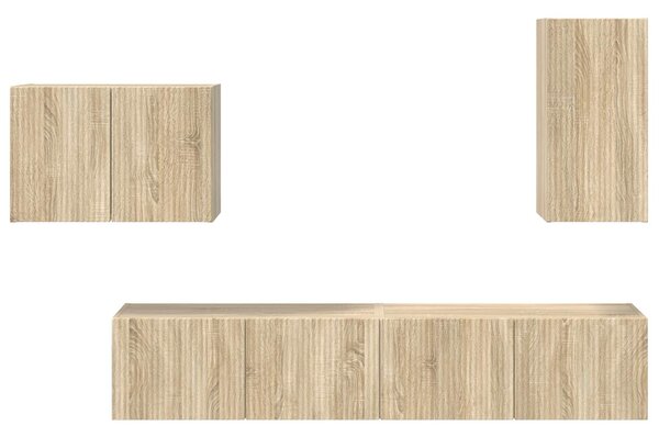 VidaXL TV falit kabinet szett 4 pcs Sonoma tölgy Faanyag