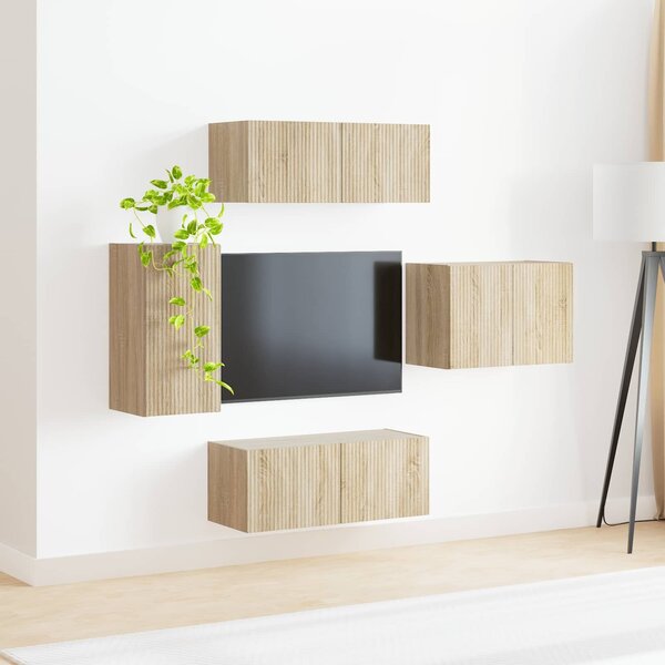 VidaXL TV falit kabinet szett 4 pcs Sonoma tölgy Faanyag