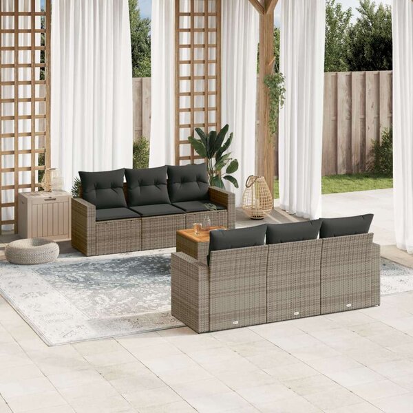 VidaXL Polyrattan Kerti Ülőgarnitúra - 7 részes - Szürke