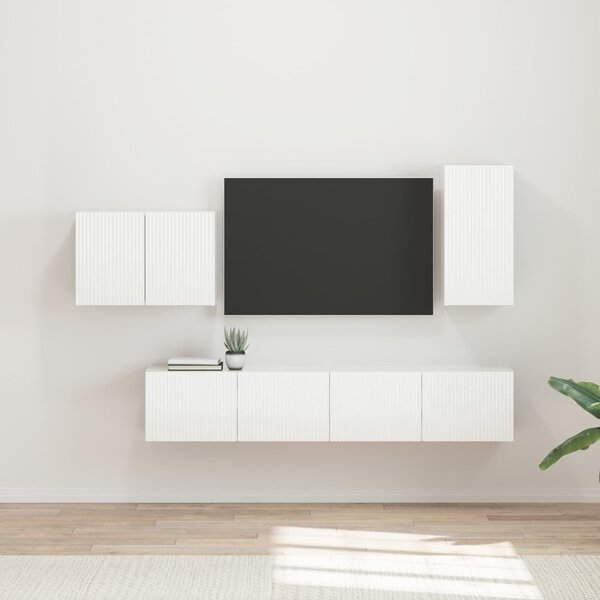 VidaXL TV falit kabinet szett 4 pcs Magas Fényű Fehér Faanyag