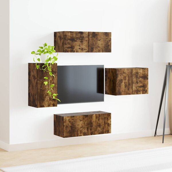 VidaXL TV falit kabinet szett 4 pcs Füstölt tölgy Faanyag