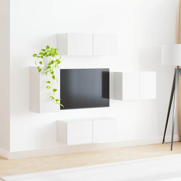 VidaXL TV falit kabinet szett 4 pcs Magas Fényű Fehér Faanyag