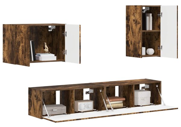 VidaXL TV falit kabinet szett 4 pcs Füstölt tölgy Faanyag