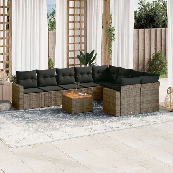 VidaXL Polyrattan Kerti Ülőgarnitúra - 10 részes - Szürke