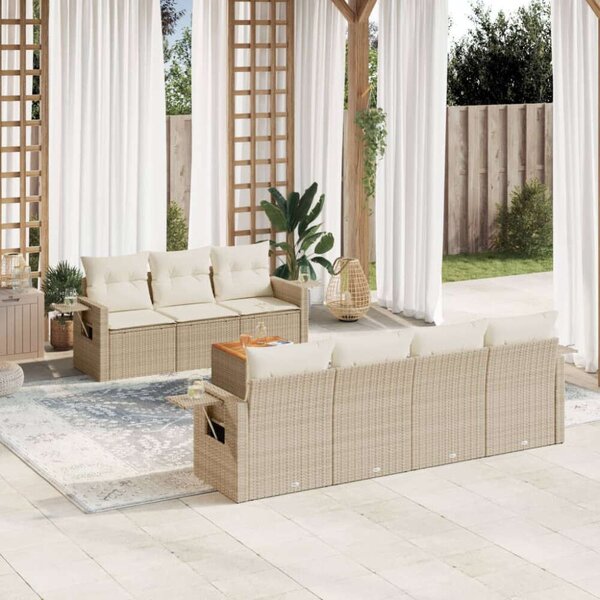 VidaXL Polyrattan Kerti Ülőgarnitúra - 8 részes - Bézs
