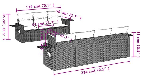 VidaXL Polyrattan Kerti Ülőgarnitúra - 8 részes - Bézs