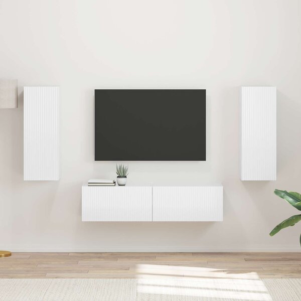 VidaXL TV szekrény garnitúra 2 pcs Magas Fényű Fehér Faanyag