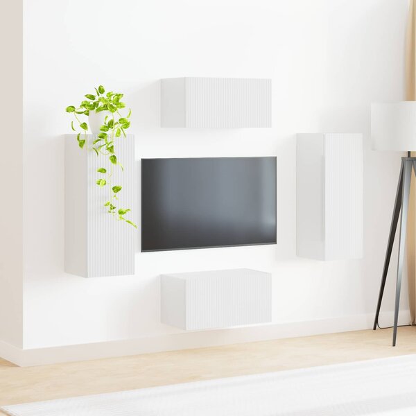 VidaXL TV szekrény garnitúra 2 pcs Magas Fényű Fehér Faanyag