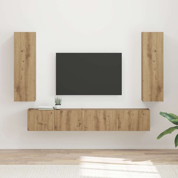 VidaXL TV szekrény garnitúra 3 db Artisan tölgy Szerelt Fa