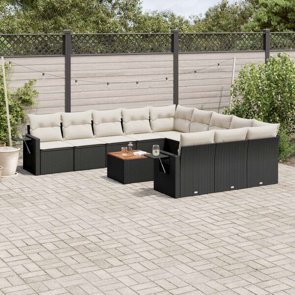 VidaXL Polyrattan Kerti Ülőgarnitúra - 12 részes - Fekete