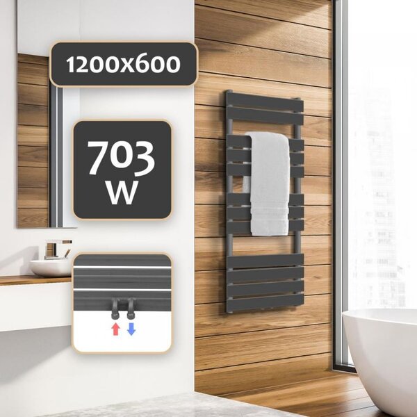 Fürdőszoba radiátor Aquamarin Fekete 1200 x 600 mm