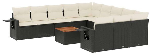 VidaXL Polyrattan Kerti Ülőgarnitúra - 12 részes - Fekete