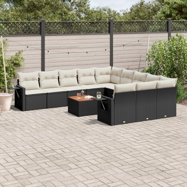 VidaXL Polyrattan Kerti Ülőgarnitúra - 12 részes - Fekete