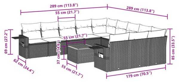 VidaXL Polyrattan Kerti Ülőgarnitúra - 12 részes - Bézs