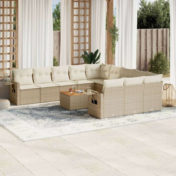 VidaXL Polyrattan Kerti Ülőgarnitúra - 12 részes - Bézs