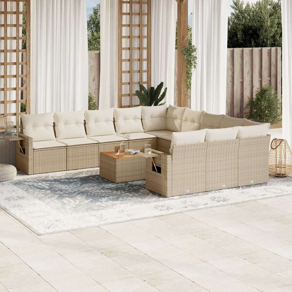 VidaXL Polyrattan Kerti Ülőgarnitúra - 12 részes - Bézs