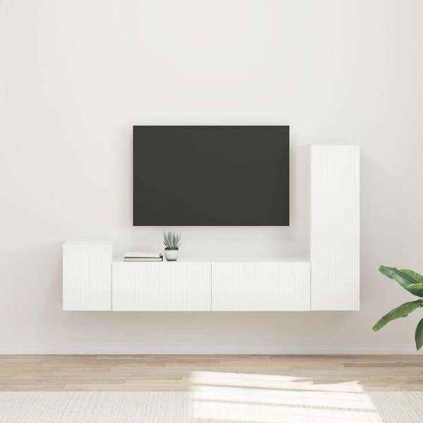 VidaXL TV szekrény garnitúra 4 pcs Magas Fényű Fehér Faanyag