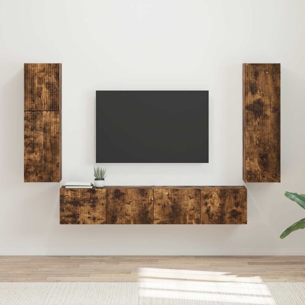 VidaXL TV szekrény garnitúra 4 pcs Füstölt tölgy Faanyag