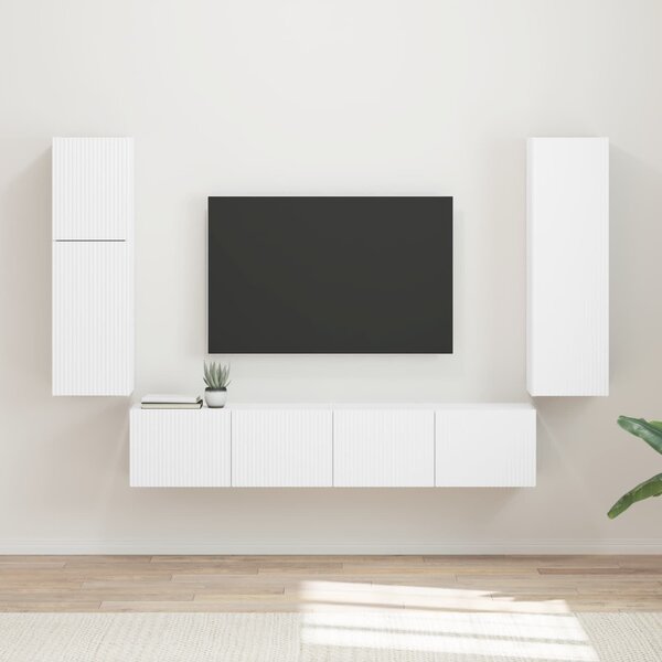VidaXL TV szekrény garnitúra Falra szerelhető 4 pcs Fehér Faanyag
