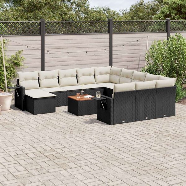 VidaXL Polyrattan Kerti Ülőgarnitúra - 13 részes - Fekete