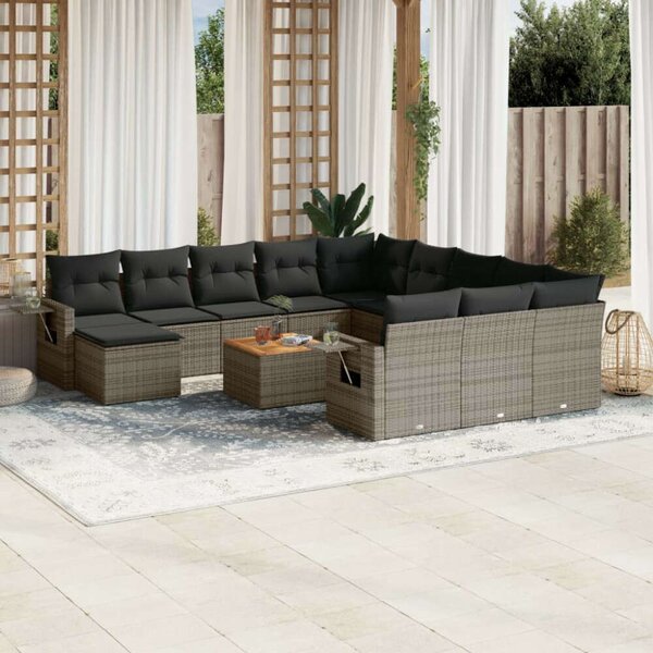 VidaXL Polyrattan Kerti Ülőgarnitúra - 13 részes - Szürke