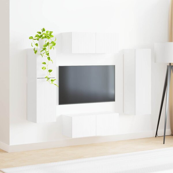 VidaXL TV szekrény garnitúra Falra szerelhető 4 pcs Fehér Faanyag