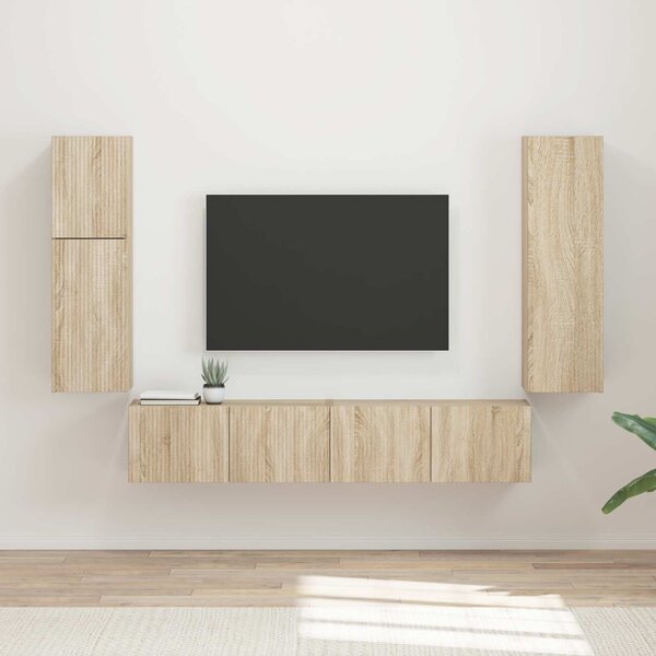 VidaXL TV szekrény garnitúra 4 pcs Sonoma tölgy Faanyag