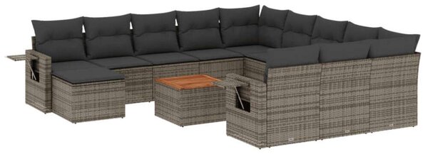 VidaXL Polyrattan Kerti Ülőgarnitúra - 13 részes - Szürke